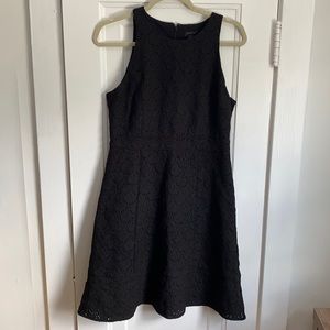 Ann Taylor Black Eyelet Flutter Skirt Dress